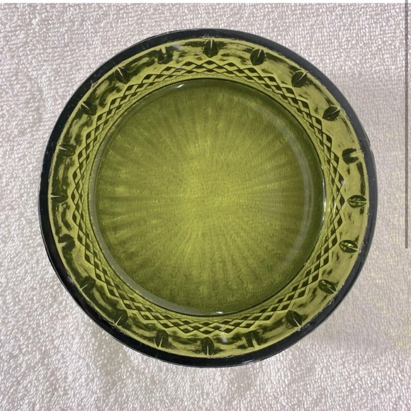 Vintage Avocado Green Indiana Glass Princess Pattern  Candy Dish - Picture 2 of 10